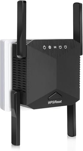 zoeyzoey WLAN Verstärker 1200Mbit/s WiFi Repeater,Dualband 5GHz & 2.4GHz WLAN Repeater mit WPS,WiFi Internet Verstärker Kompatibel Allen Geräten,WiFi Range Extender Mit LAN/WAN Port