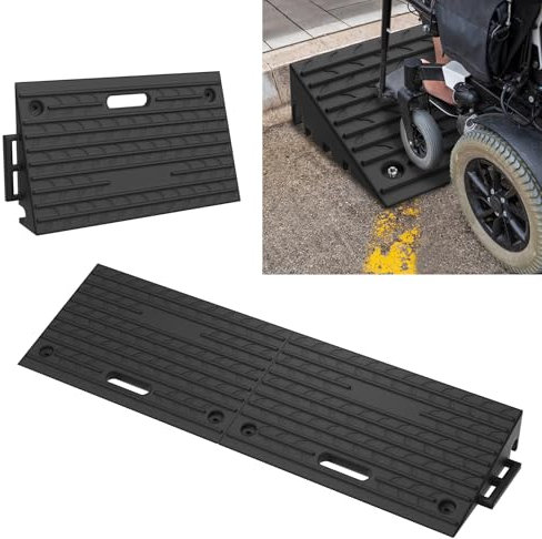 ACXIN Lot de 2 rampes de trottoir portables 53 x 32 x 10 cm avec poignée - Rampe de seuil de porte pour bordures, garages et allées - Rampes en caoutchouc antidérapantes et résistantes aux intempéries