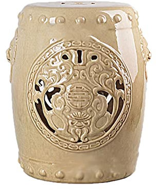 Sgabello a tamburo in ceramica, sgabello da toeletta, molo rotondo cinese, sedia in ceramica, sgabello da padiglione da giardino, decorazione per la casa. (Colore: arancione) (Khaki taglia unica