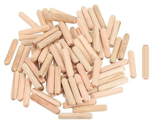 QUARKZMAN 120 tacos de madera de 1/4 x 1-3/16, varillas de madera, clavijas de madera para muebles, tacos de madera con ranura para manualidades, proyectos de bricolaje