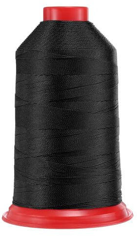 QUARKZMAN 962 Yardas Hilo de Coser de Nylon Unido Tamaño 630D/3 Hilo de Tapicería de Nylon Resistente Hilo para Exteriores para Cuero Jeans Y Artesanías de Tejido Máquina DIY Negro