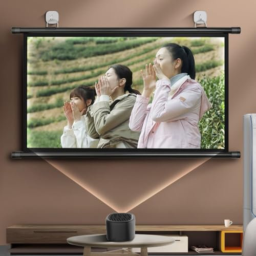 Manual Projector Screen 40 50 60 72 HD 4K Projection Screen Portable Home Theater Movie Screen For Indoor Outdoor, Easy Roll Up(30 Inch (4:3))