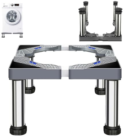 SH-RuiDu Support universel pour machine à laver et sèche-linge avec 4 pieds - Socle réglable avec fonction d'absorption des chocs antidérapante - Charge maximale : 300 kg