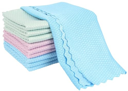 XinYangMao 10 Paños de Microfibra Escamas de Pescado 40x30 cm Trapo Multiusos para Limpiar Cristales Cocina Baño y Coche Sin Pelusas y Reutilizable