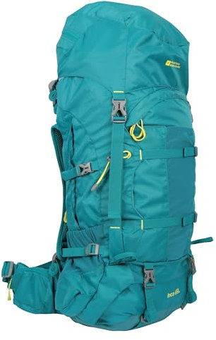 Mountain Warehouse Inca Extreme 65-l-Rucksack - robuster Ripstop-Rucksack, Brust-/Hüftriemen, Regenschutz - 77,5 cm x 34 cm x 25 cm - Für Festivals, Camping, Herbst Dunkelblaugrün Einheitsgröße