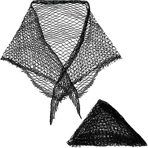 Chuangdi 2 Pieces Cotton Triangle Hair Net for Rollers, Women Hair Mesh Net Sleeping Crochet Women Triangular Setting for Sleeping, Black, 35 x 35 x 57 Inches