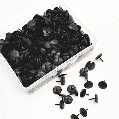 Egurs 400 Stück Reißnägel Metall Heftzwecken Runde für Büro Zum Aufhängen Von Memos Und Bildern DIY(10mm) Schwarz