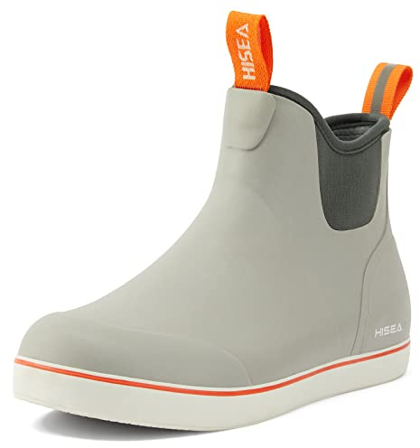 HISEA Women's Ankle Rain Boots, Rubber Fishing Deck Boots, Garden Boots for Women Waterproof, Grey Size 7