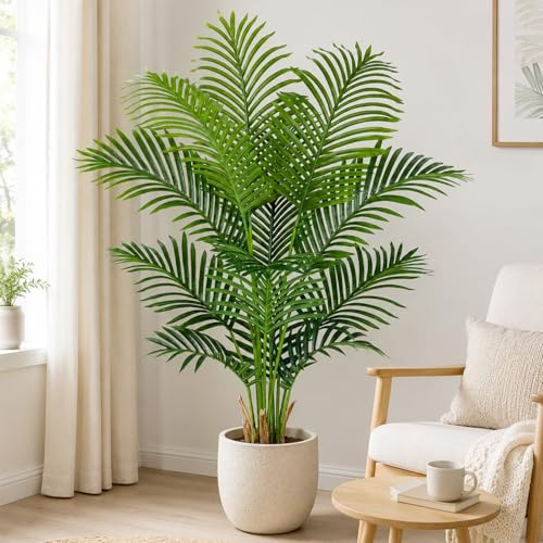 Keeplush Planta Artificial Areca Palmera Grande 120 cm Arbol Artificial Interior y Exterior Plantas Artificiales Decorativas Salon Dormitorio Balcón Decoracion Hogar Moderno (1 Pack)