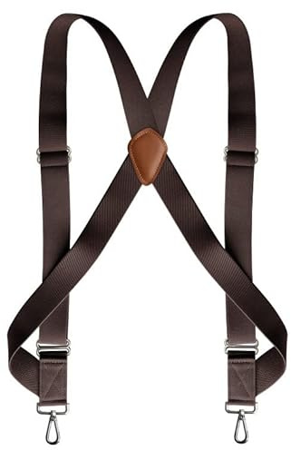 Doloise Men's Suspender Heavy Duty 2 Hook Suspenders for Men Adjustable Braces 1.4 Inch Wide Big and Tall Men Side Hook