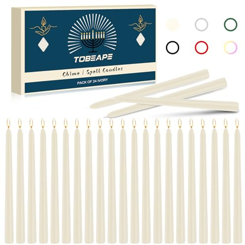 Tobeape 24 Stück Stabkerzen Beige Höhe 25,4 cm ø 2,15 cm Kerzen, Unparfümierte lange Brenndauer Dekorative Leuchterkerzen für Gastronomie/Feste/Haushalt