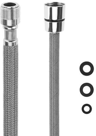 QWORK® 150 cm Flessibile per rubinetto, flessibile per doccia in nylon M15/1 x 1/2 pollici, tubo per rubinetto a discesa, per rubinetteria da cucina e bagno