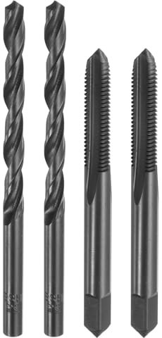 sourcing map Set di punte per trapano e rubinetto, 2 pezzi 1/4 – 28 UNF diritto flauto filettati filettati e 2 punte elicoidali da 5,5 mm, ossido nero HSS-6542 kit di strumenti per filettare