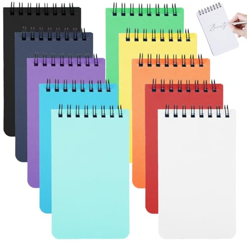 10 Stück Spirale Notizblock A7,Mini Notizblock Liniert Pocket Notizbuch mit Raster Farbiges,10 Farben Memo Blöcke,Bunt Notizblöcke A7 Klein mit Spiralbindung für Memos Büro Lernen Zuhause Schulsachen
