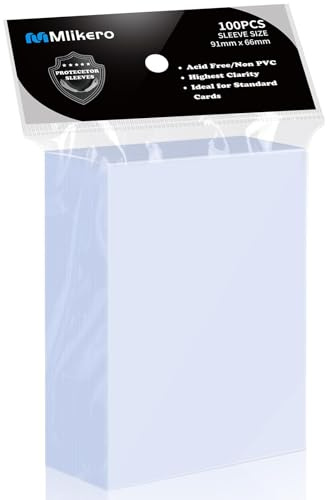 Mlikero 100 Pcs Clear Card Sleeves, Standard Size Trading Cards Protector Fit for MTG, Football, Sports, Game Cards, 66 x 91 mm