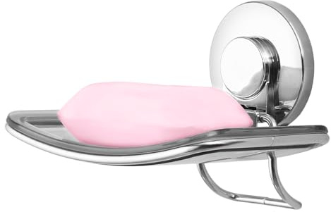LEVERLOC Metal Jabonera para Ducha, Soporte para Jabón Resistente de 5 KG con Ventosa, Soporte para Jabón de Acero Inoxidable para Montar en Pared Baño, sin Necesidad de Taladrar y Resistente al Agua