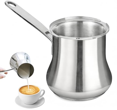 Cafetera turca, cafetera de 500 ml, cafetera turca, cafetera griega de acero inoxidable para preparar café y espuma de leche