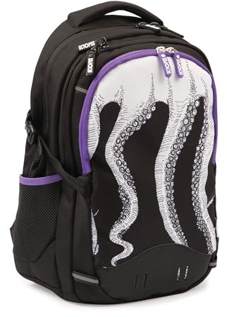 PRESTIGE & DELUXE Zaino scuola 3 scomparti round - Octopus - Dimensione: 32 x 45 x 16 cm. 24 lt. per ragazzi + 7 Penne Scatto cancellabili e portachiave fischietto