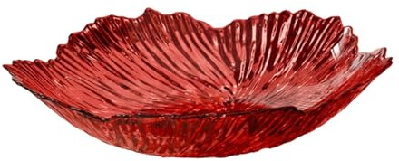 SZLIFE Ciotola Decorativa per Frutta 24 Cm Di Diametro, Porta Caramelle Da Tavolo in Materiale Pet, Portafrutta a Forma Di Petalo, Finemente Liscia E Ottima per Frutta O Verdur, Rosso