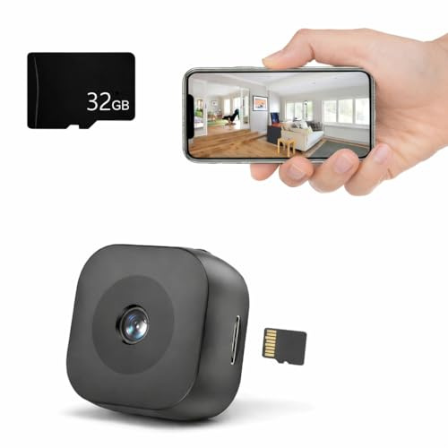 Générique HOMELYA - Mini telecamera spia WiFi 1080P, telecamera di sorveglianza discreta per interni ed esterni, con visione notturna, rilevamento di movimenti, batteria a lunga durata, scheda SD 32