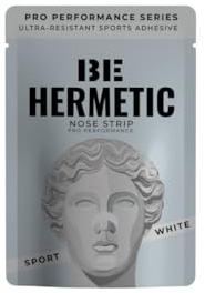 BeHermetic - Tira Nasal Deportiva Hermetic Strip Sport - Adhesión segura y resistente al sudor - Tejido Silk Premium - Mejora la respiración nasal - Entrenamiento Intenso - 30 Unidades (Blanco)