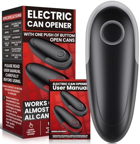 One Touch Electric Can Opener Fits All Can Sizes, Kitchen Gadgets Battery Operated Can Openers for Seniors, Arthritis and Chef