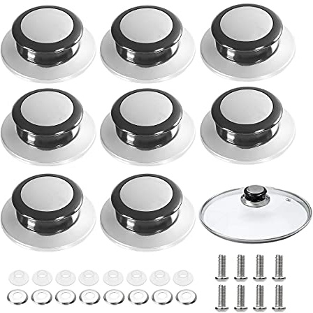 SyiXute 8 Pcs Universal Pot Lids Handle,Heat-Resistant Cooking Pot Pan Lids Replacement Knob,Stainless Steel Kitchen Pot Lid Handle Knob with Screws
