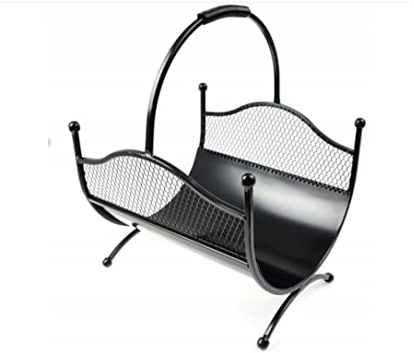 Dixiestore Panier à Bûches | Panier à Bûches en Métal pour Bois de Chauffage 121 Porte-Bûches | Panier en Métal Solide et Efficace pour Ranger le Bois de Chauffage, Noir