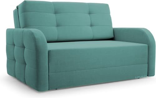 MOEBLO Kindersofa Porto 120 – Schlafsessel Sofa Sessel Jugendsofa Schlafsofa 2-Sitzer Gästebett mit Schlaffunktion und Bettkasten Mintgrün (BRAGI 82)