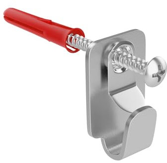 Cornice di sicurezza in acciaio resistente, ganci per tele/specchi/tele con viti e tasselli per pareti solide (confezione da 4)