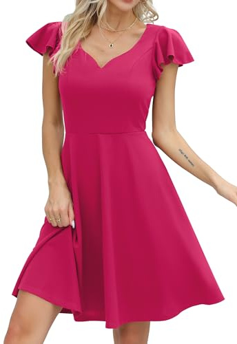 Missufe Vestido de cóctel para mujer, elegante, vintage, corto, línea A, escote corazón