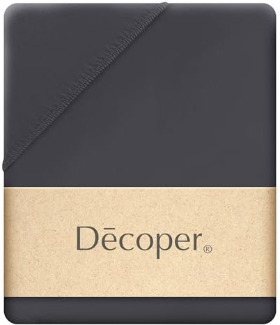 Decoper ® Mako-Feinjersey Spannbettlaken aus 100% Baumwolle | Atmungsaktiv & kuschelig weich | Oeko-Tex Zertifiziert | bis 25 cm Matratzenhöhe | 120 cm x 200 cm | Farbe Anthrazit