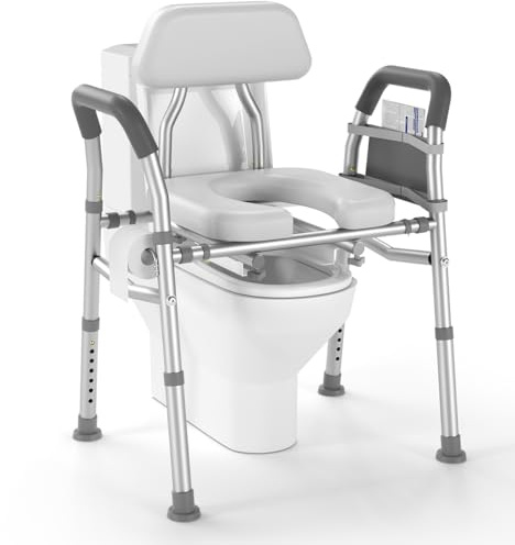 Raised Toilet Seat with Handles 400lb - Adjustable 3 in 1 Commode Chair for Toilet with Arms, Toilet Riser with Handles, Toilet Chair Over Toilet, Handicap Toilet Seat