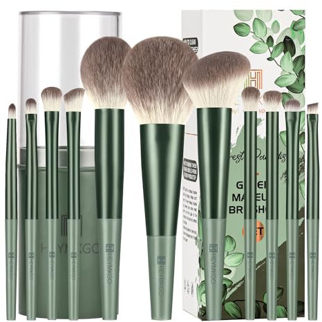HEYMKGO 11 Pezzi Set Pennelli Trucco Professionale Pennelli Make Up Kabuki in Fibra Sintetica Premium per Fondotinta Blush Correttore Ombretto Viso Ottima Confezione per i Regali