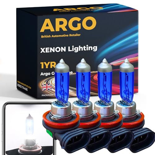 Argo 4 Pcs H11 Headlight Bulb 100w Xenon White 6000k 12v PGJ19-2 Front Fog Light Bulb Lamp Car Van Main Dipped High Low Beam Halogen Bright Upgrade H11 711 Car Headlight Bulb H11 Bulb