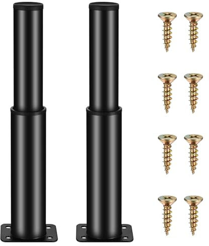 2er Füße für Möbelfüße Verstellbar, Schwarz Möbelfüsse, Höhenverstellbare Möbelfüße, Schrankfüße, Metallfüße für Möbelbeine, Sofafüße für Tischfüße Schrankbeine Sofa Bettfüße Schrankfüsse 15-25cm