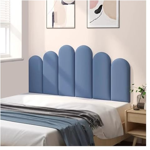 Wzmazingly Ovale Wandpaneele Gepolstert Schälen Und Kleben Bett Kopfteil Wandpolster Kinderzimmer Wandpolsterung 3D-Antikollision Wandaufkleber Für Schlafzimmer Spielzimmer (Color : Blue, Size : 150