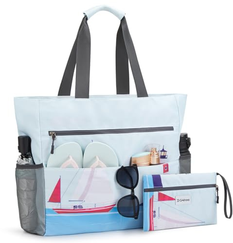 G4Free 35L Strandtasche XXL Familie & Badetasche Faltbar Groß/Wasserdicht/Leicht für Shopping Strandurlaub und Schwimmbäder