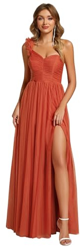 Ever-Pretty Vestido Dama de Honor para Mujer Hombro Cintura Alta Sin Mangas Fiesta Maxi Vestido Naranja 38