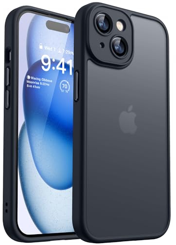 CANSHN Upgrade für iPhone 15 Hülle mit Kameraschutz (TOP Militärschutz) Minimalistische Transluzente Matte Schutzhülle Extrem Haltbarkeit Hülle iPhone 15 Case Stoßfest, Schwarz