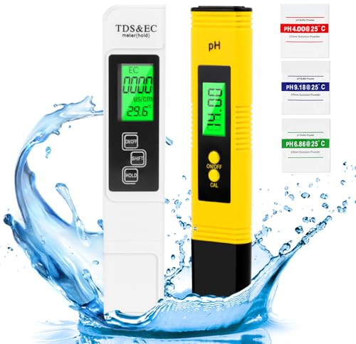 4-en-1Testeur PH TDS Mètre Électronique,Testeur PH Mètre Électronique, TDS&EC Mètre Température, Auto Calibration,PH Mètre avec écran LCD rétro-éclairé,pour l'eau Potable/Aquariums/Piscine