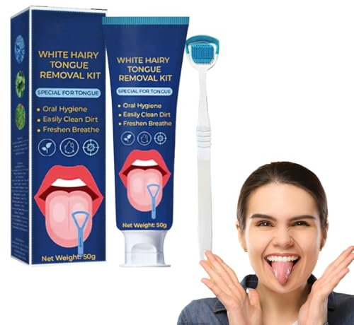 Kit Spazzola Raschiatore Della Lingua, 50g Gel Detergente Della Lingua Con La Spazzola Gel Detergente Della Lingua Cura Orale Raschiatore Della Lingua, Pulizia Della Lingua E Cura Orale