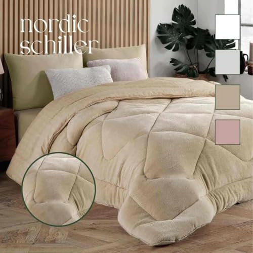 NORDIC SCHILLER Welsoft Doppelseitiges Bettdecke, 215x235, Beige, 50% Baumwolle, Mikrofaser Ganzjahresdecke, Atmungsaktive Schlafdecke für Allergiker, Weiche Zudecke, Waschmaschinefest