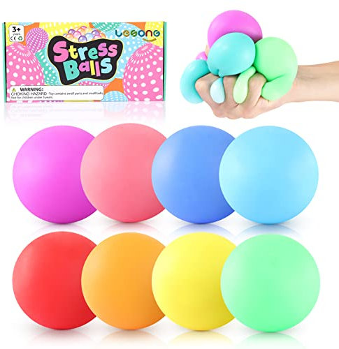 LESONG 8 Stück Sensory Stress Ball, Anti Stress Ball Squishy Ball Farbwechsel, Stressball Quetschball Stressabbau Spielzeug für Kinder Erwachsene Geburtstag Geschenke ADHD Autismus