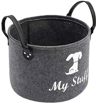 atnayo Dog Toy Basket Storage Box for Pet Toys, Felt Storage Box with Handles Collapsible