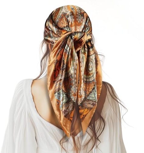 GUIZIYAO Foulard en Soie pour Femmes, Carré de Soie 90x90cm, Bandanas, Foulard Carré Femmes, Bandana en Satin, Accessoire de Cheveux en Satin Élégant, pour Chapeaux, Cou, Tête, écharpe