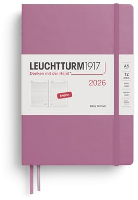 LEUCHTTURM1917 372781 dagkalender prickad medium (A5) 2026, Dusty Rose, engelska