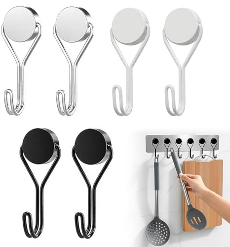 DWFEYOI Lot de 6 crochets magnétiques extra puissants pour cuisine, gadgets, chambre à coucher, casiers, bureau, réfrigérateurs, lumières décoratives, barbecue, outils de jardin