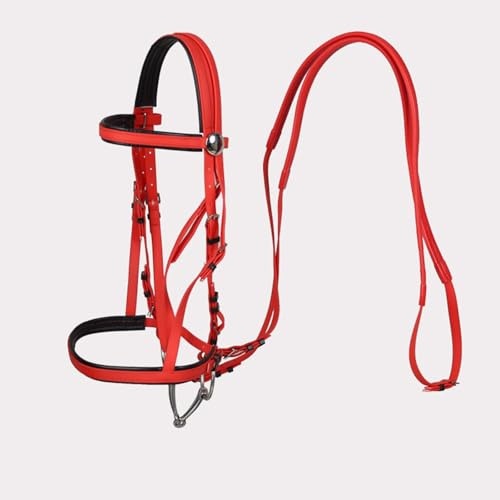 Cabezada Western Horse - Cabezada para caballos con acolchado - Cabezada Western duradera con filete(red)