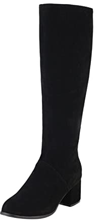 Allbestop Cuissardes Femme, Cuissarde Femme Talon Haut Sexy Pute Bottes Longues pour Bottes Hautes pour Mi-Mollet à Talon Carré Cavalières Cuir Mollet Large Cuir(Noir,39)